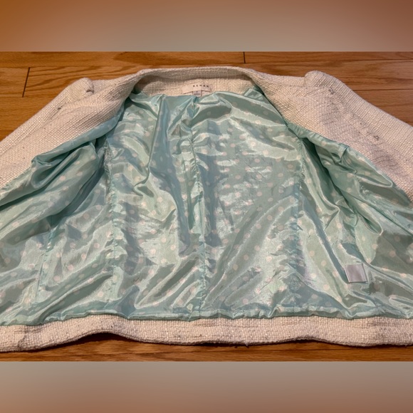 Kenar white classic cropped sleeve round neck tweed jacket blazer - Picture 5 of 5